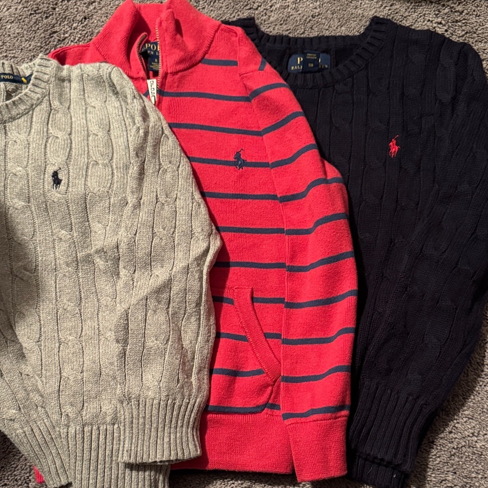 Polo by Ralph Lauren boy’s Sweater Trio - Cream, Red, Black